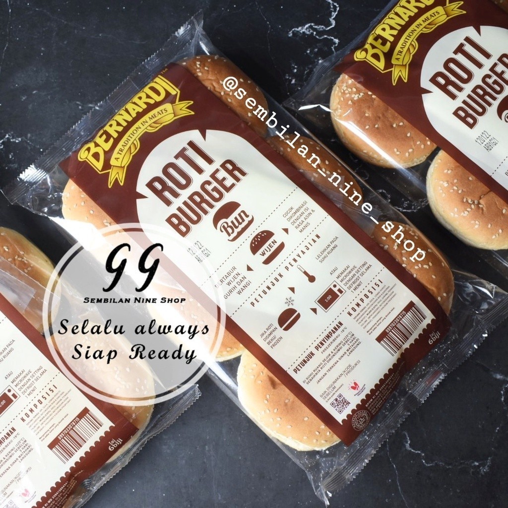 

BERNARDI Roti BURGER BUN Wijen isi 6 PCS Berger Bread Bakery