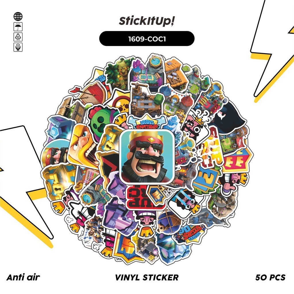 

COD✨ 100 Pcs Stiker Pack VIDEO GAME SERIES CLASH OF CLAN Lucu Aesthetic Vynil Waterproof untuk Freebies Sticker Buku Journal Casing HP Laptop