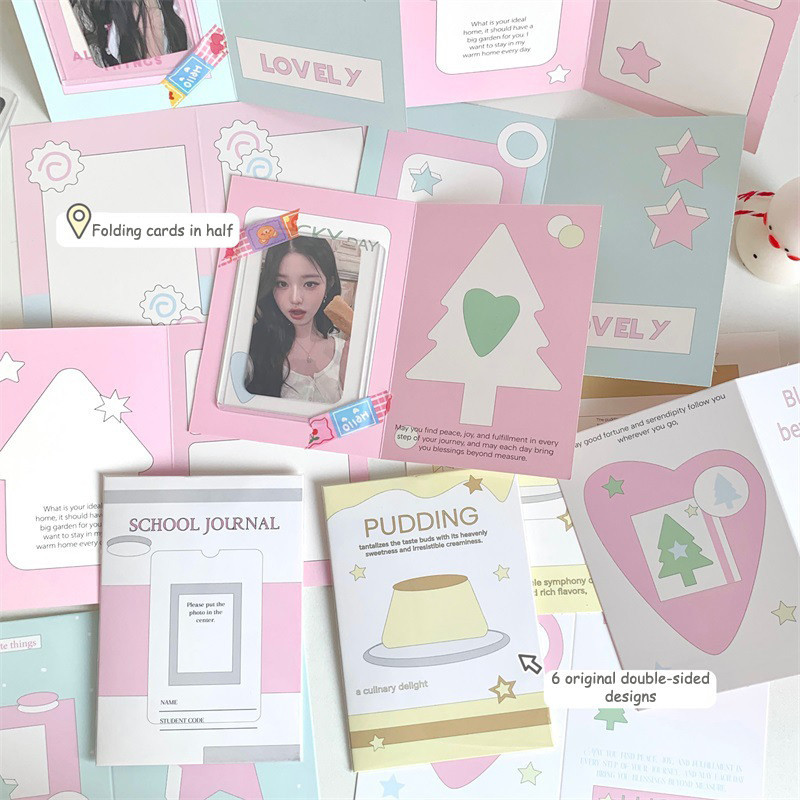 

10PCS Ins Fashion Cute Kpop 3-inch Photo Card Back Card Foldable Card Holder Fix Decor Paper Board DIY Packing Material