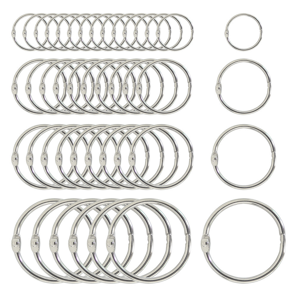

5-30Pc 20-88mm Silver Metal Loose Leaf Book Binder Hinged Rings Keychain Album Scrapbook Craft Open Rings Office Binder Hoops