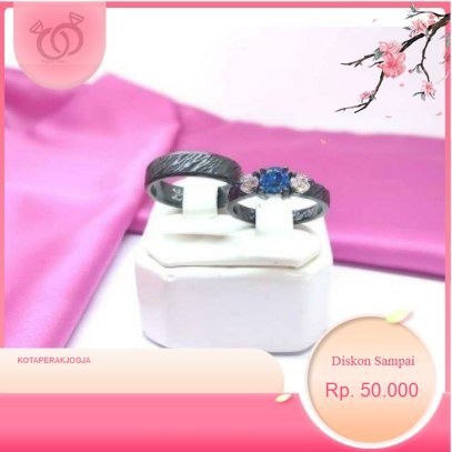 cincin hitam model rustic permata biru model cincin couple - By Cincin nikah