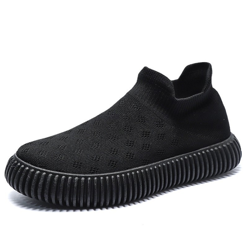 Sepatu import pria slip on casual tanpa tali hitam sepatu vintage sneakers pria