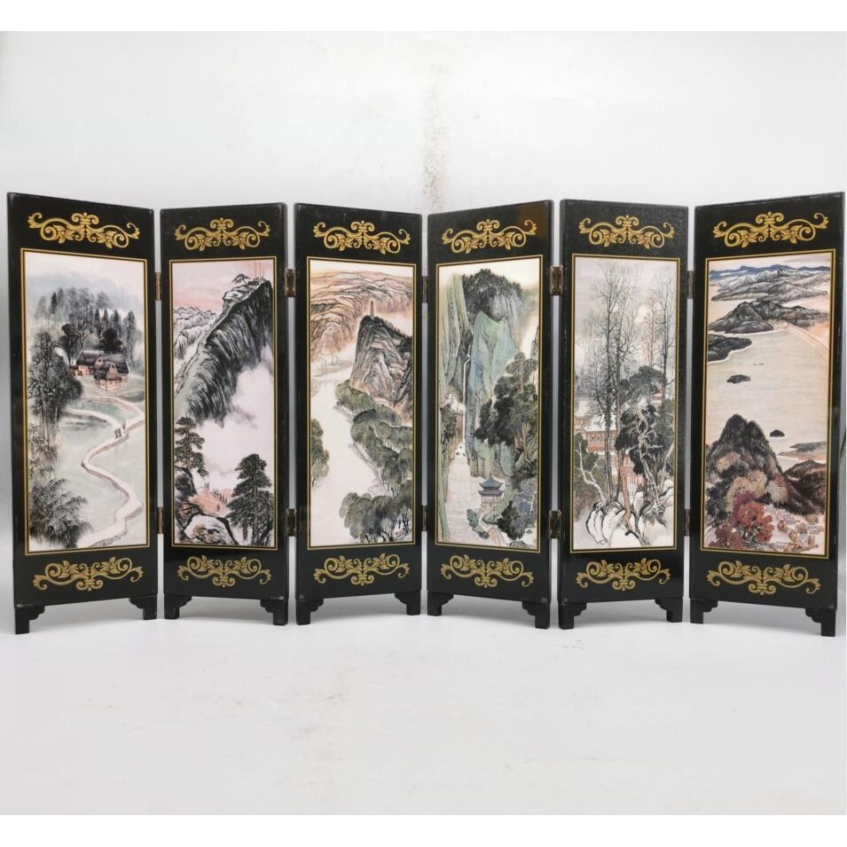 

Beautiful flowers bird mountain water scenery lacquerware screen desktop Furnishing articles crafts