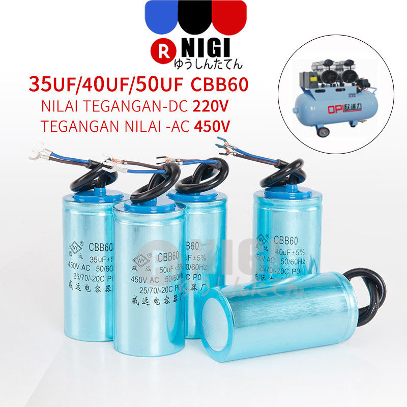 NIGI Kapasitor Start Aluminium CBB60 Kapasitor Pompa Air Kapasitor Kompresor Angin