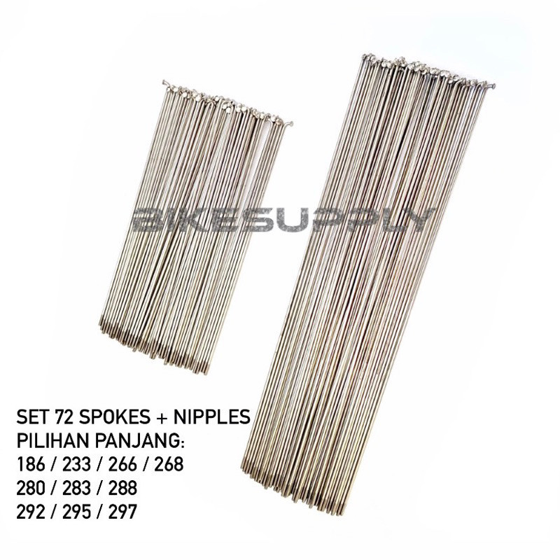 QS21XZ Spoke Jari Jari Ruji Sepeda Stainless Steel Made in Taiwan Warna Silver Chrome 14G x 186 mm /