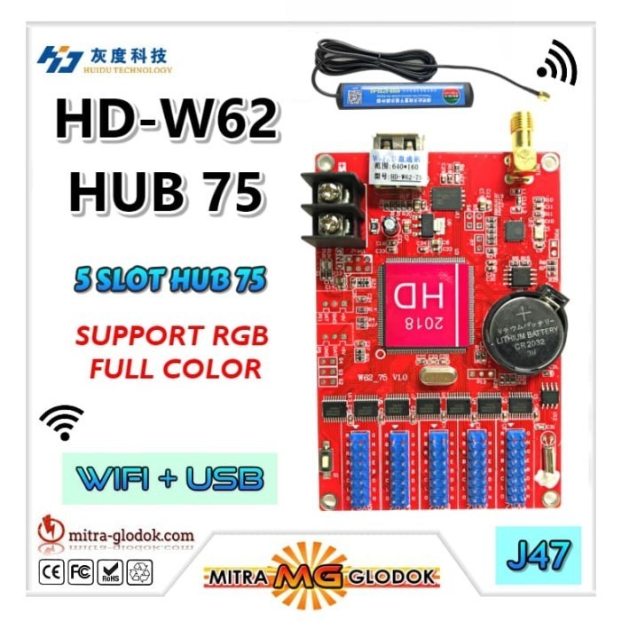 HUIDU CONTROLLER HD-W62 HUB 75 WIFI | 5 SLOT RGB FULL COLOR - J47