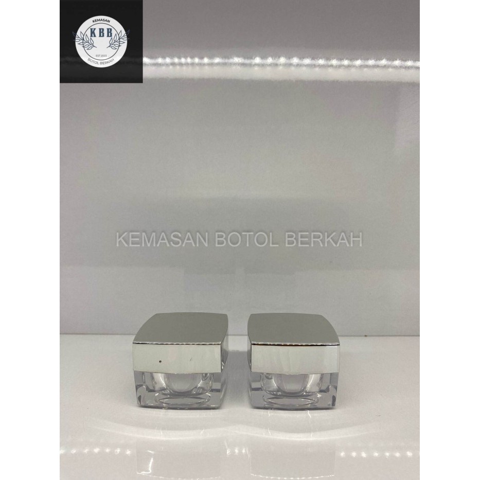 Pot Cream Acrylic Square 10 Gr Silver PotCream Akrilik Kotak Silver 10 Gram