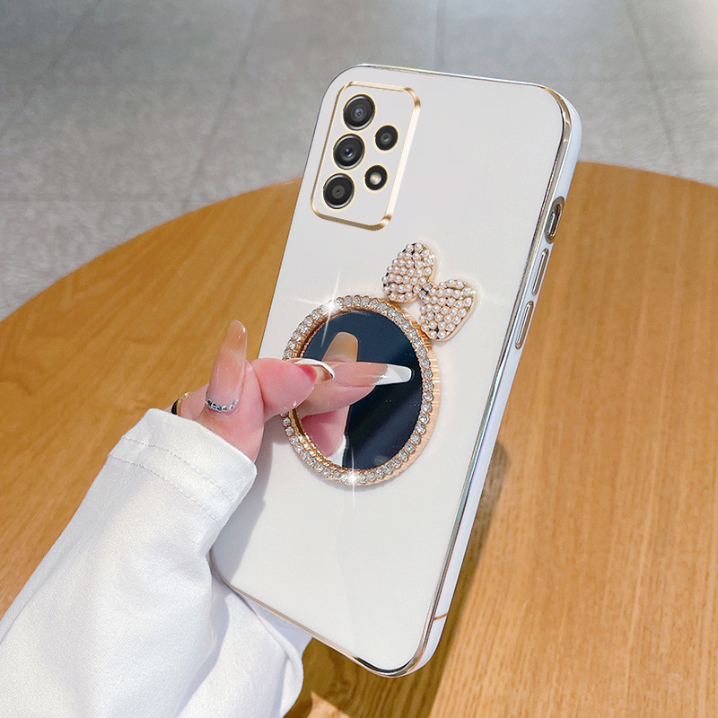 Casing HP Samsung Galaxy A72 A52s A52 A32 4G 5G Cermin Mewah 6D Plating Square Bumper Bumper Gadis M