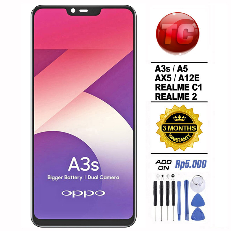 LCD OPPO A3S CPH1803 CPH1853 OPPO A5 AX5 A12E REALME C1 / REALME 2 Original 100% LCD TOUCHSCREEN Ful