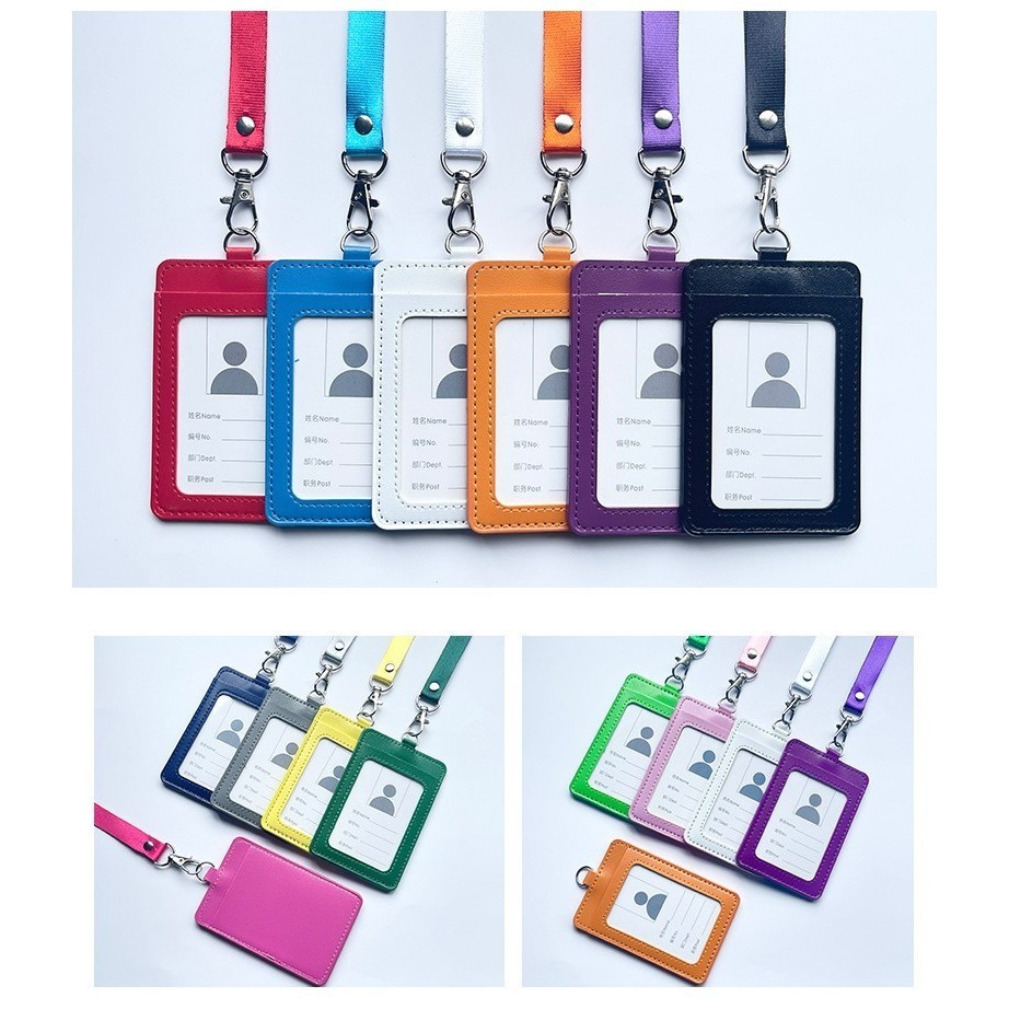 

Tempat ID Card Holder Kulit Sintetis 2 Kartu PLUS Tali Set