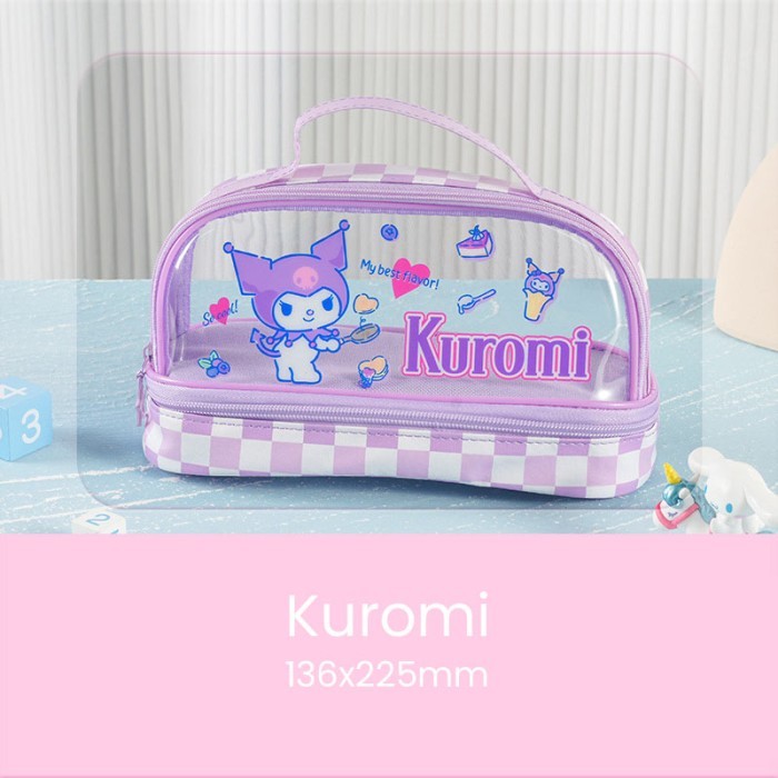 

MIMIMOO Tempat Pensil Alat Tulis Transparan Karakter Sanrio - Kuromi