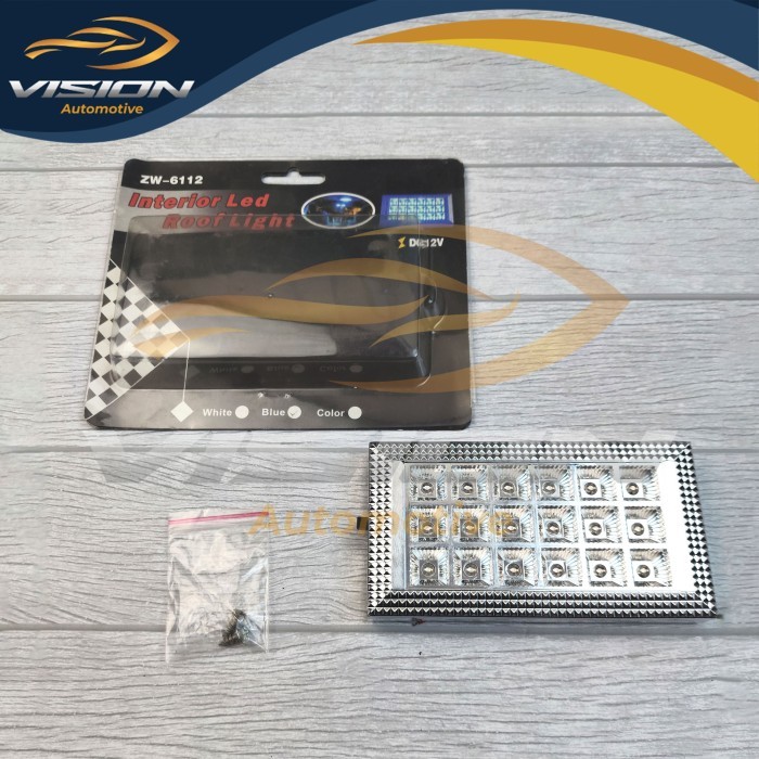 LED Plafon Kabin Mobil 18 MATA | Lampu Interior Besar Biru