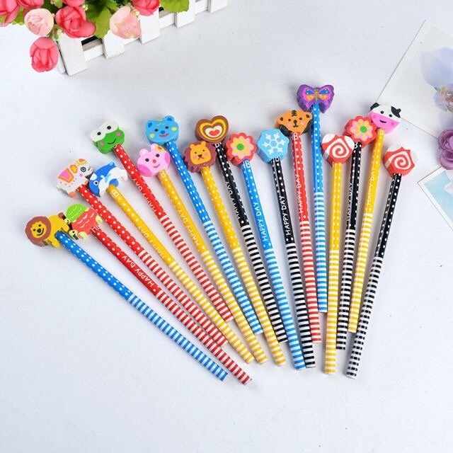 

A83 Pensil Karakter Kartun Lucu Motif Polkadot Garis Pensil Karakter Penghapus Pensil Lucu Ada Penghapus 3D Pensil Fancy Unik Pensil Warna-Warni Untuk Souvenir Alat Tulis Sekolah TK SD Cartoon Pencil With Eraser