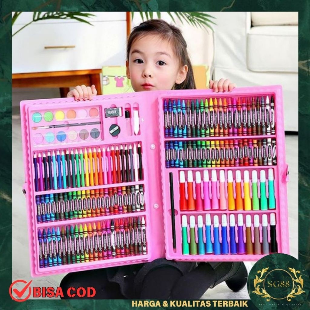 

new Stationary Set isi 86 pcs Pensil Crayon Warna Cat Air / Perlengkapan Sekolah Menggambar Anak / Alat Warna hot promo 9.9