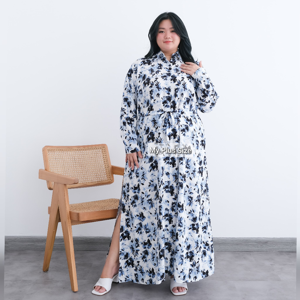 Gamis Rayon Bunga Jumbo Wanita 3744 , Ld 130 & 145 cm