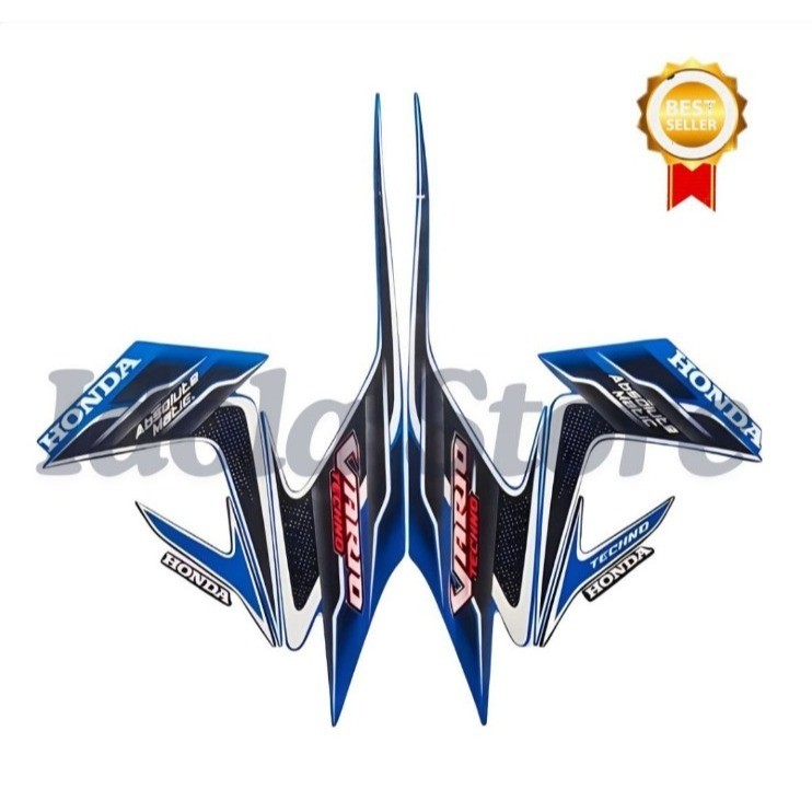 Stiker Striping Honda Vario Techno 2010 110 Biru Hitam List Stiker Standar Vario Techno 2010