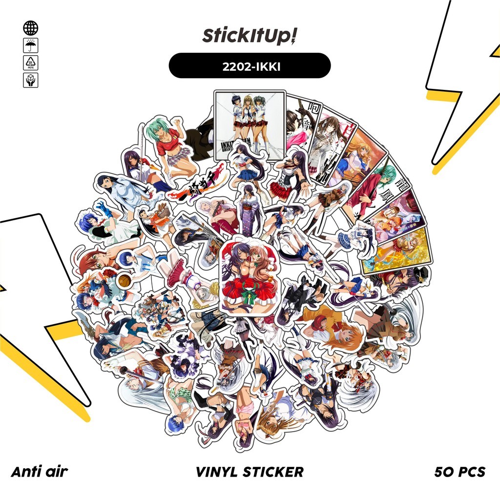 

COD✨ 50 Pcs Stiker GAME SERIES IKKI TOUSEN CHAR MIX 01 Lucu Anti Air Untuk Dekorasi Notebook Sepeda Skateboard Handphone DIY