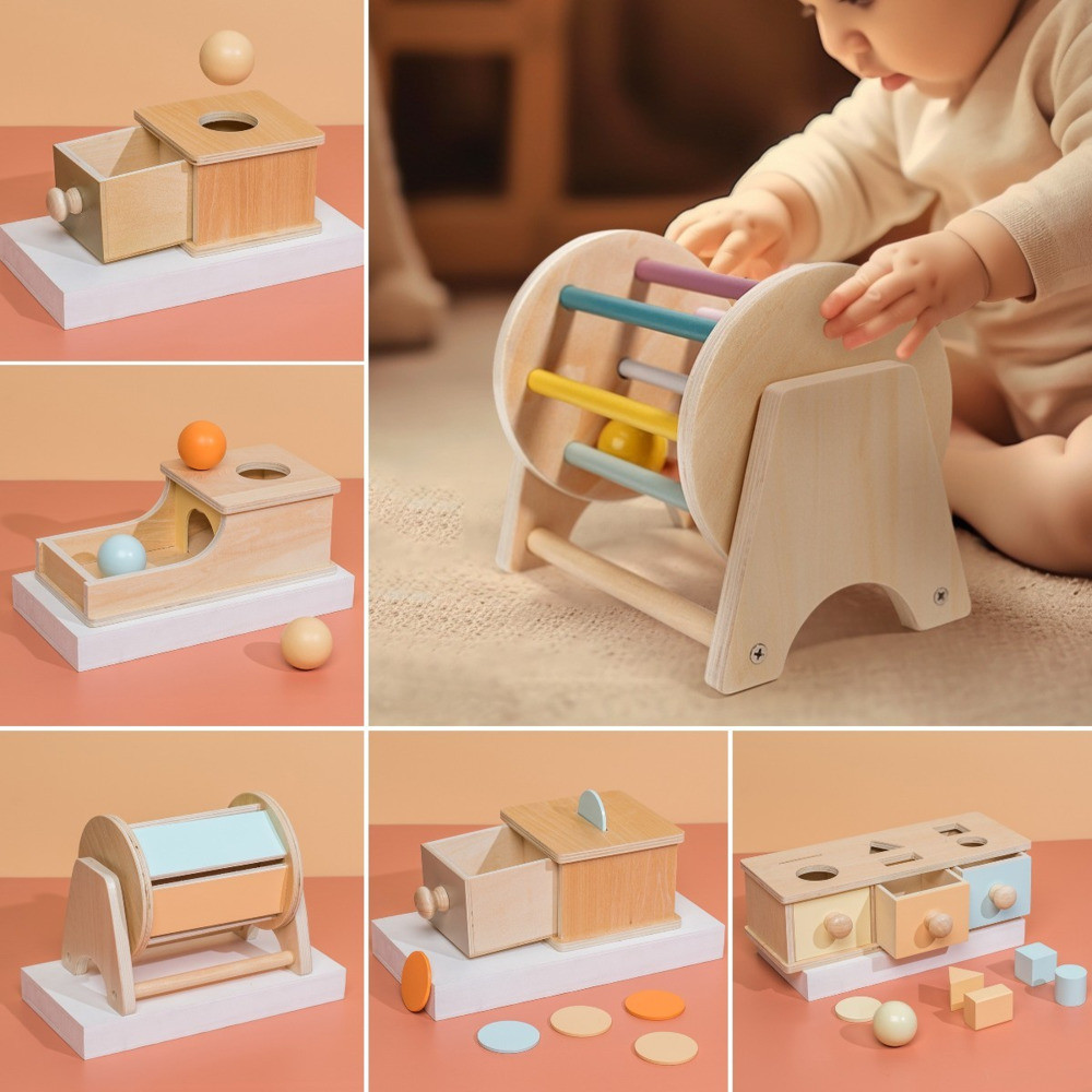 

Montessori Infant Wooden Toys Coin Ball Busy Drum Color Shape Cognition Match Educational Sensory Toy Baby Teaching Aid Gifts