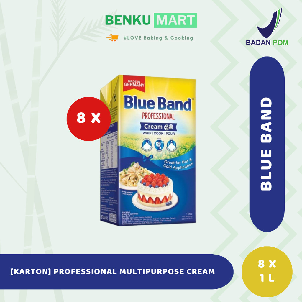 

[KARTON] Blue Band Professional Multipurpose Whip Cream 1L | Blueband Whipping Cooking Cream 1 L