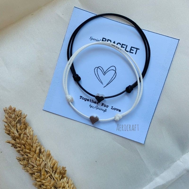 TERMURAH CC_ACC ||Gelang Love Hati Gelang Tali Hitam Simple