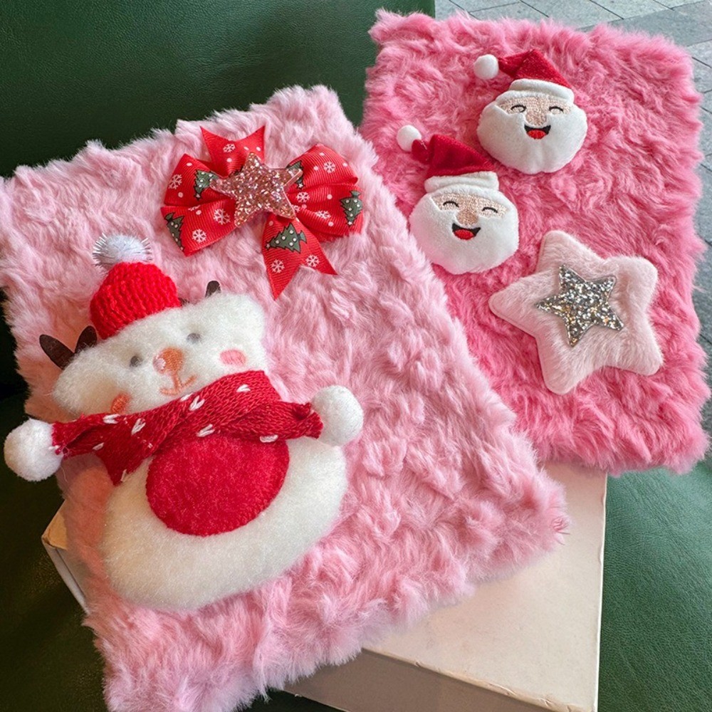 

Kawaii Santa Claus Plush Notebook Cute Snowman Pink Daily Planner Decorative Stationery Accessories Journal Book for Girls Women