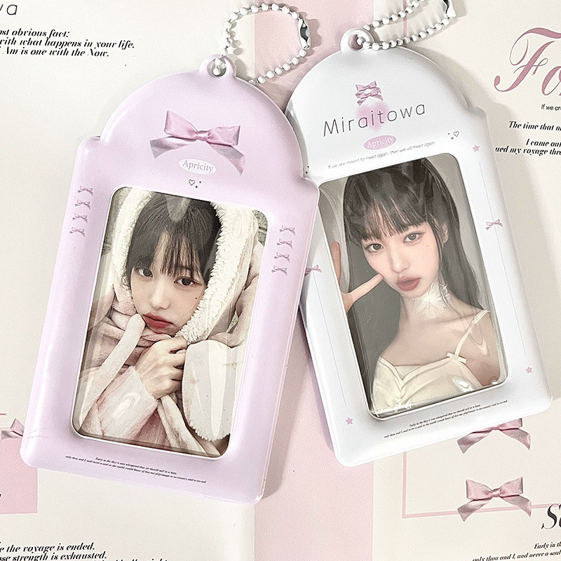 

1 Pc Cute Chic Kpop Idol Photocard Cover Case Lace Bow White Pink Color Family Friend Picture Card Holder Lovely ID Card Holder