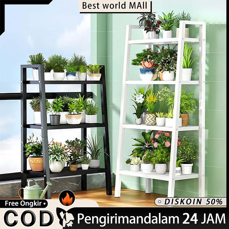 Rak Besi Bunga Rak Susun Rak Bunga Rak Display Rak Penyimpanan Balkon Besi Hollow Galvanis 2x2