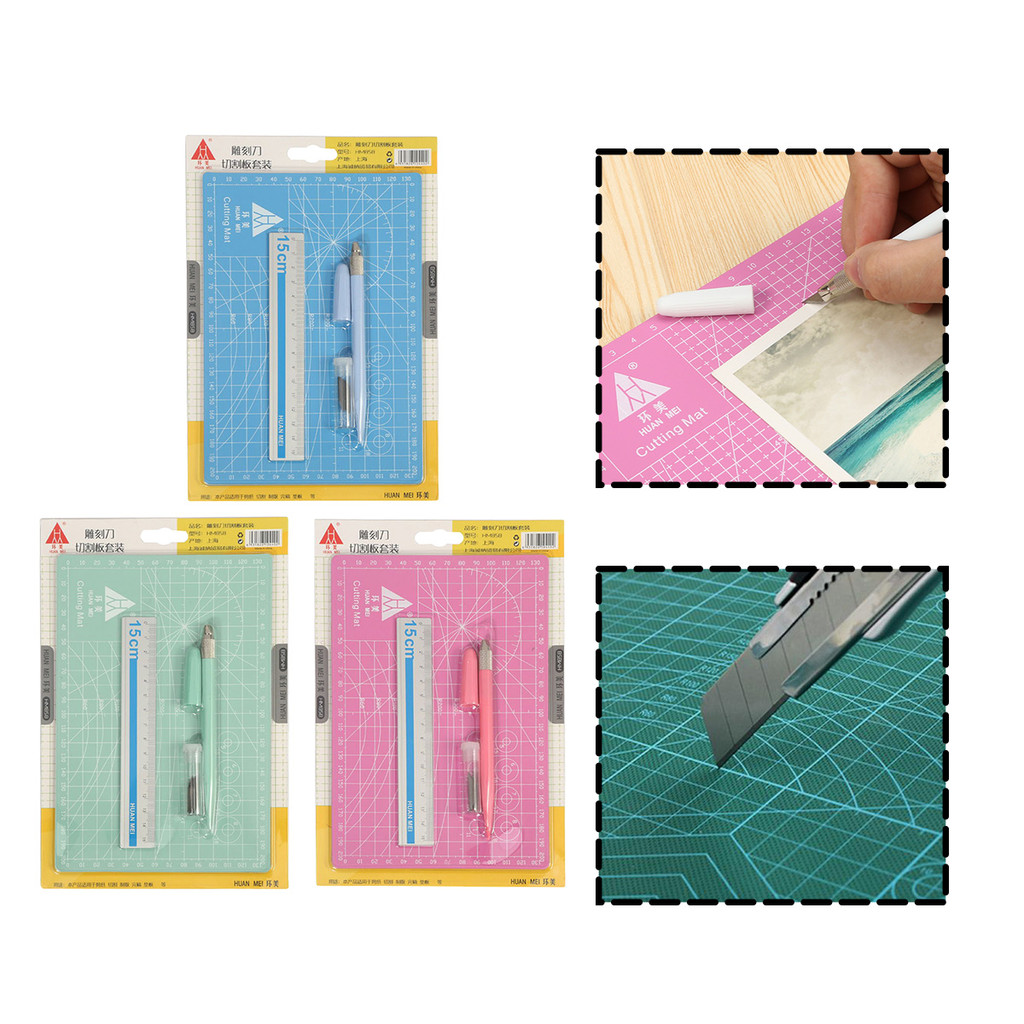

A5PVC Cutting Mat Double-sided Cutting Pad DIY Board Tool Cutting Board-Papan Alas Potong Pen Cutter Penggaris aluminium