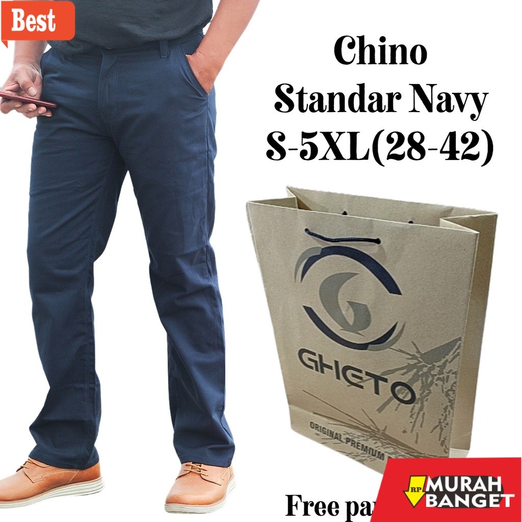 celana chino panjang pria CELAN CHINO STANDAR NAVY
