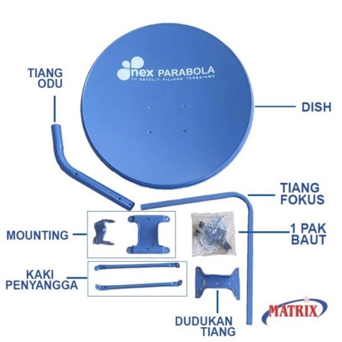 Paket Parabola NEX PARABOLA C 120cm 120 Cm Solid 4 Feet Galvanis Anti Karat C KU Band Set Komplit