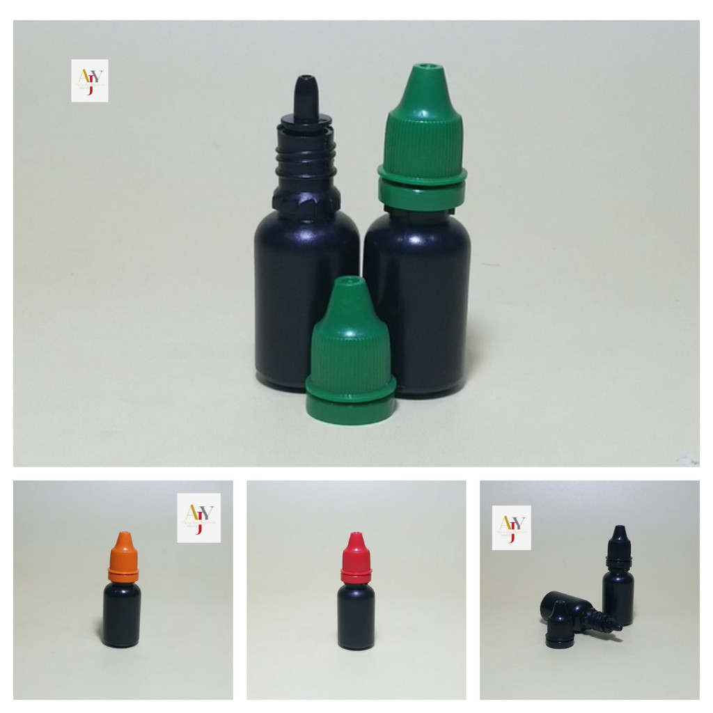 Botol Tetes Mata 15 Ml Hitam Hdpe Segel Sumpel Hitam / Botol Hdpe / Botol Drop / Botol Tetes Mata / 