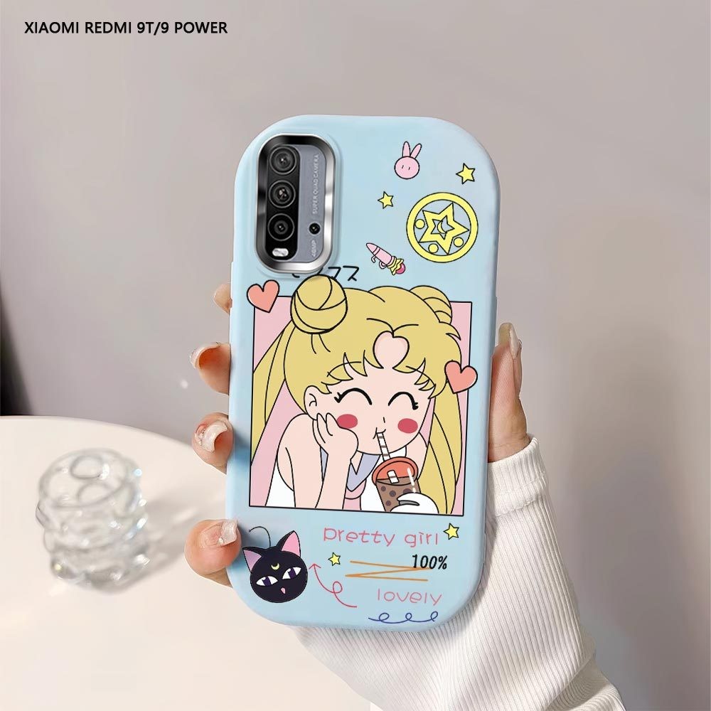 Untuk Xiaomi Redmi 9 9T 9A 9C A3 Anime Cute Sailor Moon Back Cover Case Soft Original Liquid Silicon