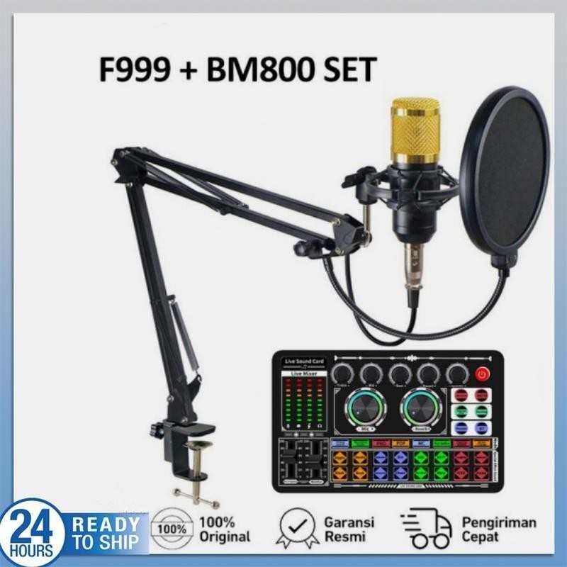 F999 + BM800 Set Kartu Suara Mikrofon Kit Audio Mixer Vocoder Mixer Amplifier Ponsel Komputer Tujuan