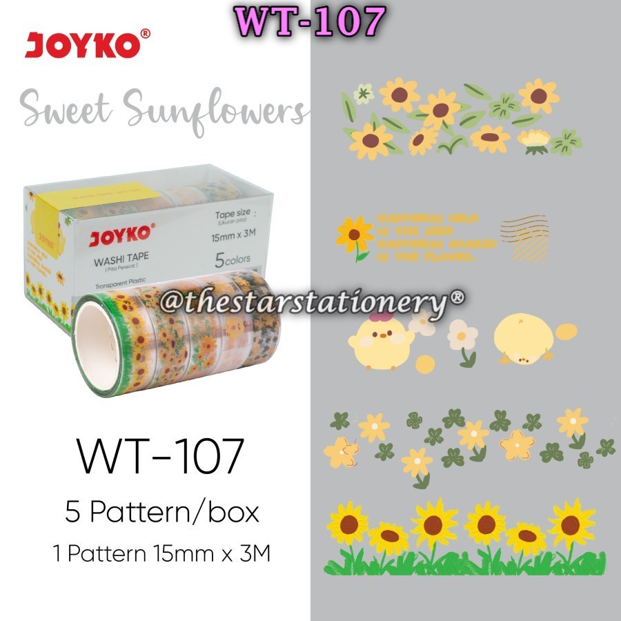 

(1 Set Isi 5 Warna) GROSIR Washi Tape Joyko WT-107 / Pita Perekat Selotip Plastik Warna Joyko WT-107