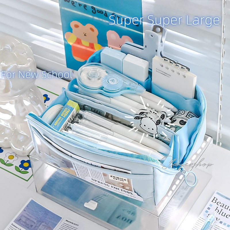 

HJK Tempat Pensil Kanvas Berlapis Kapasitas Besar Organizer Alat Tulis Serbaguna Warna Pastel