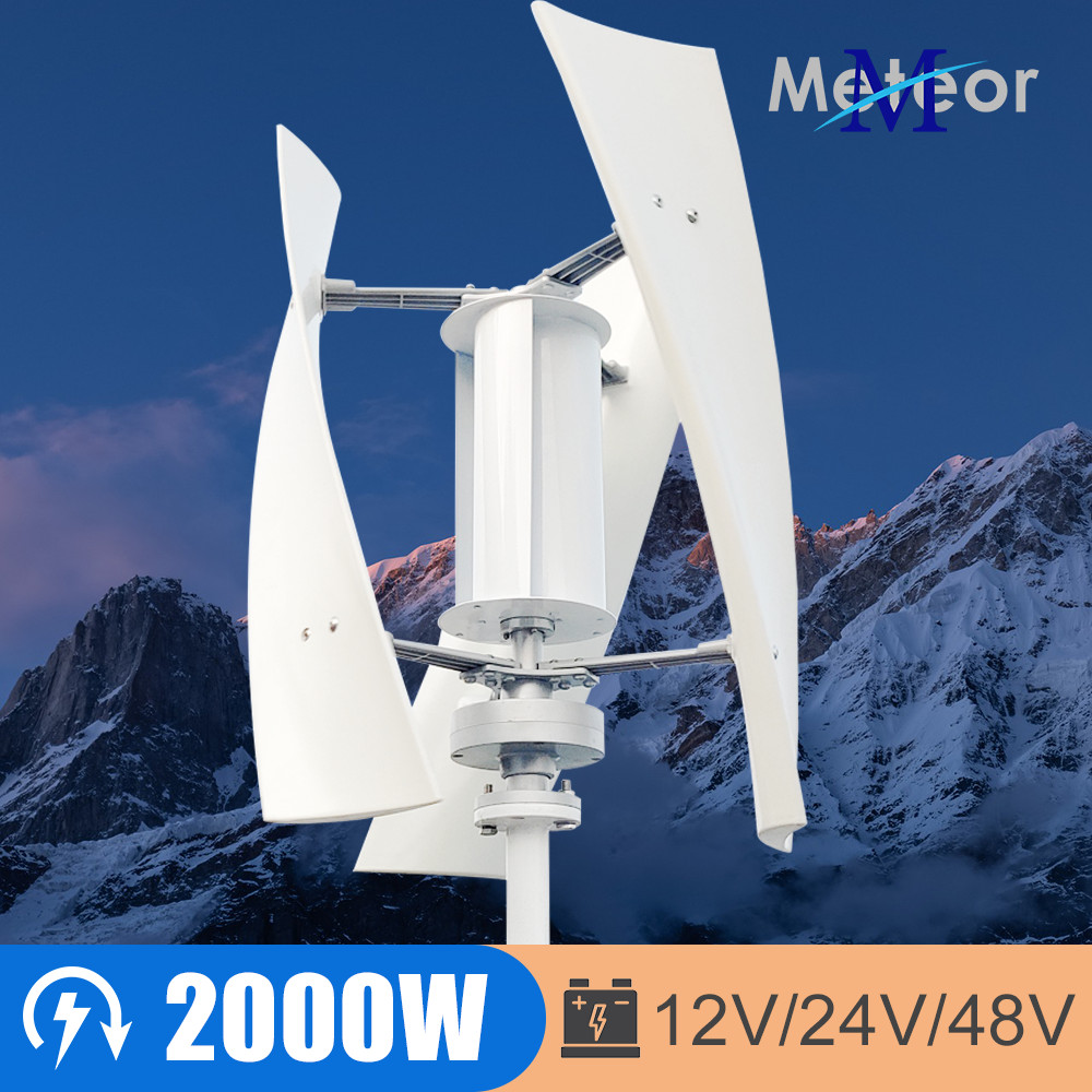 2000W Vertical Axis Wind Turbine 12V 24V 48V Residential Windmill Wind Power Generator For Home Low 