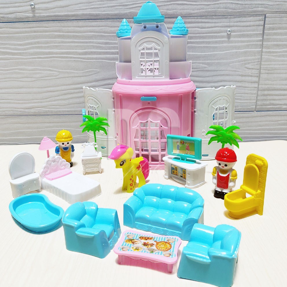 Ria Toys Mainan Kastil Istana Set + Kuda Pony Set Lh4