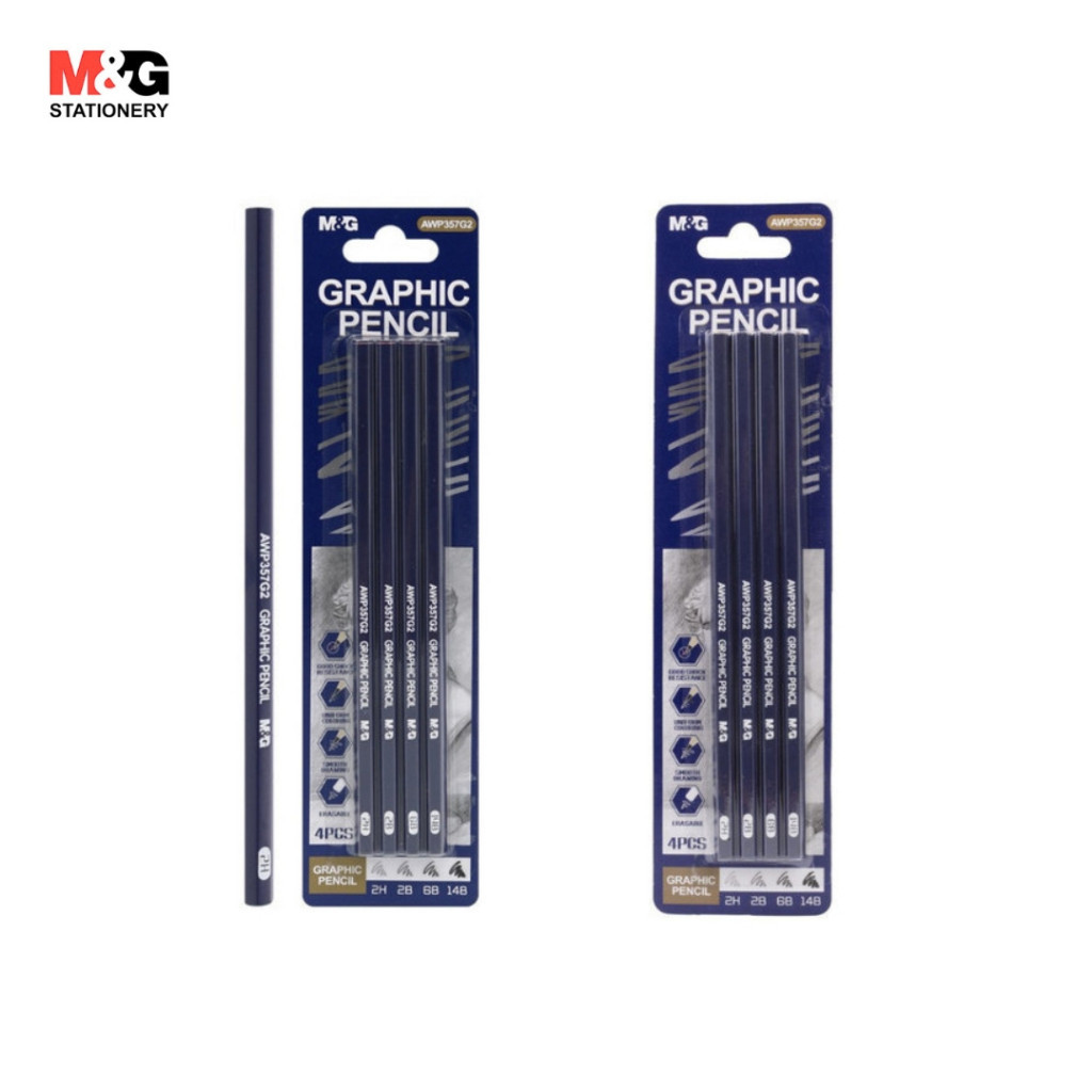 

Graphic Pencil M&G Pensil Set 2H 2B 6B 14B #AWP357G2 - Set (4 Pensil)- SHAGB