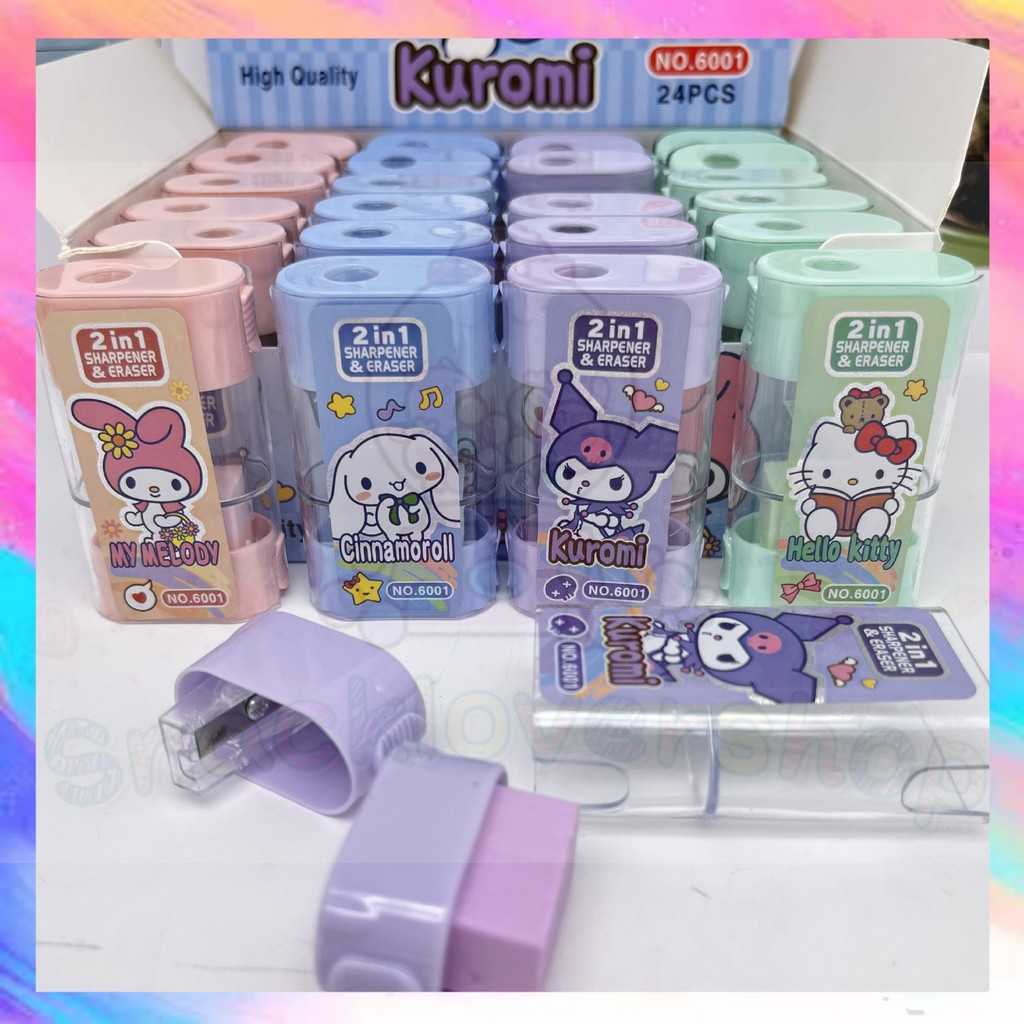 

Rautan Pensil 2 in 1 Peraut Penghapus Karakter Sanrio Kuromi Melody Monroll