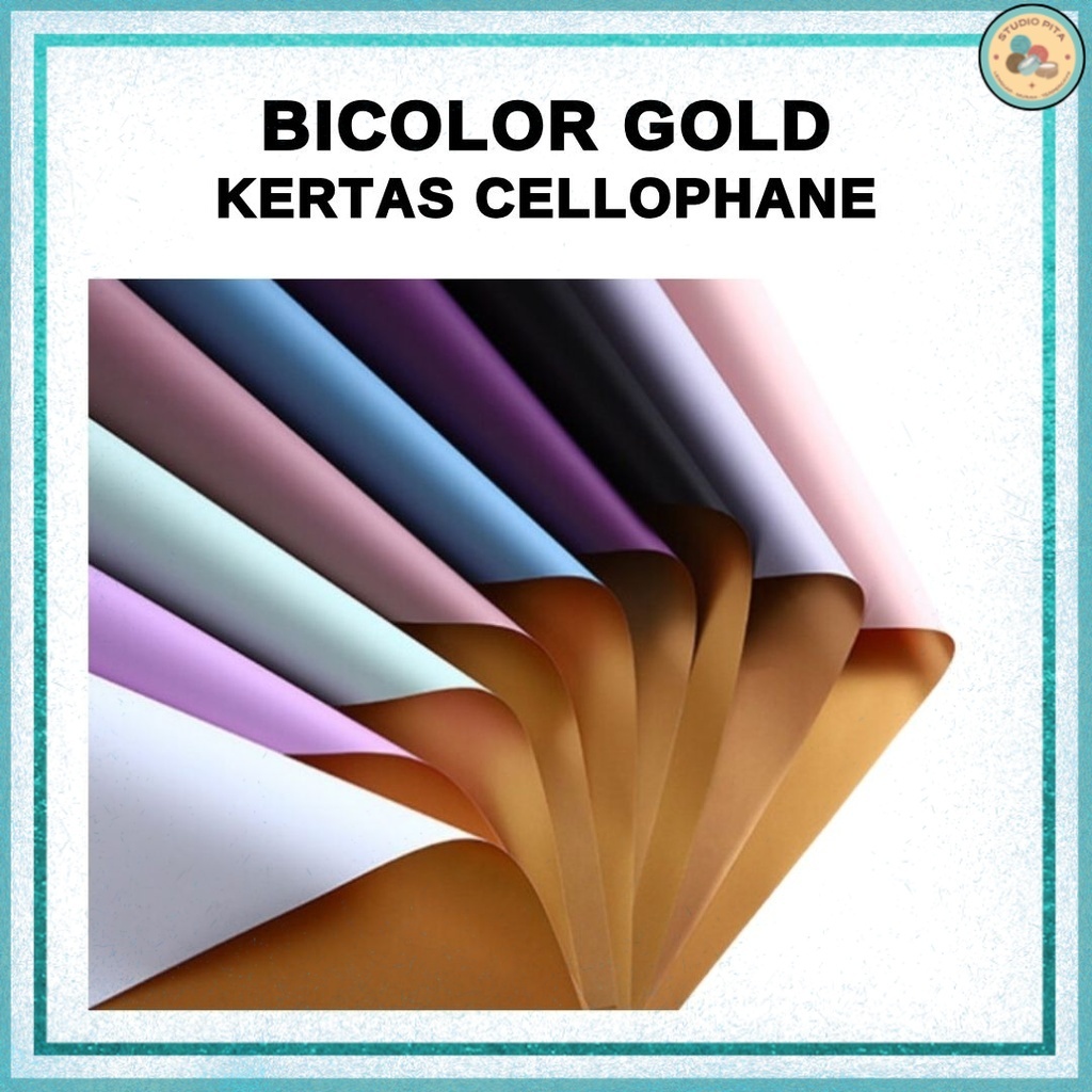 

(5 LEMBAR) Flower Wrapping BICOLOR GOLD Cellophane / Kertas Buket Bunga