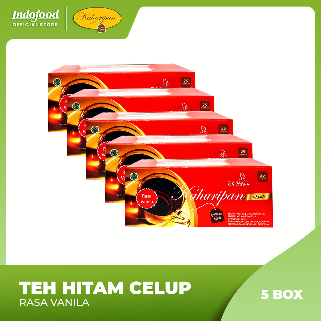 

5 pcs Teh Kahuripan - Teh Hitam Celup rasa Vanilla (1 kotak isi 25 kantong teh)