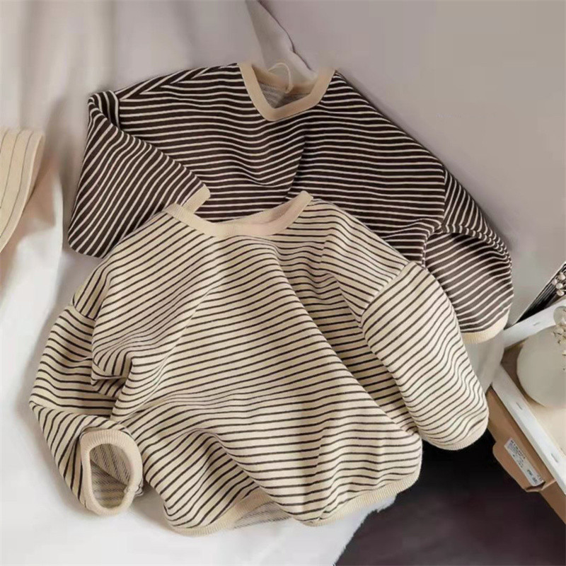 

Lawadka 1-8T Cotton Children's Clothing Long Sleeve T-shirts Striped Baby Boy Girl Tops Casual Kids T-shirt Autumn Spring Tee