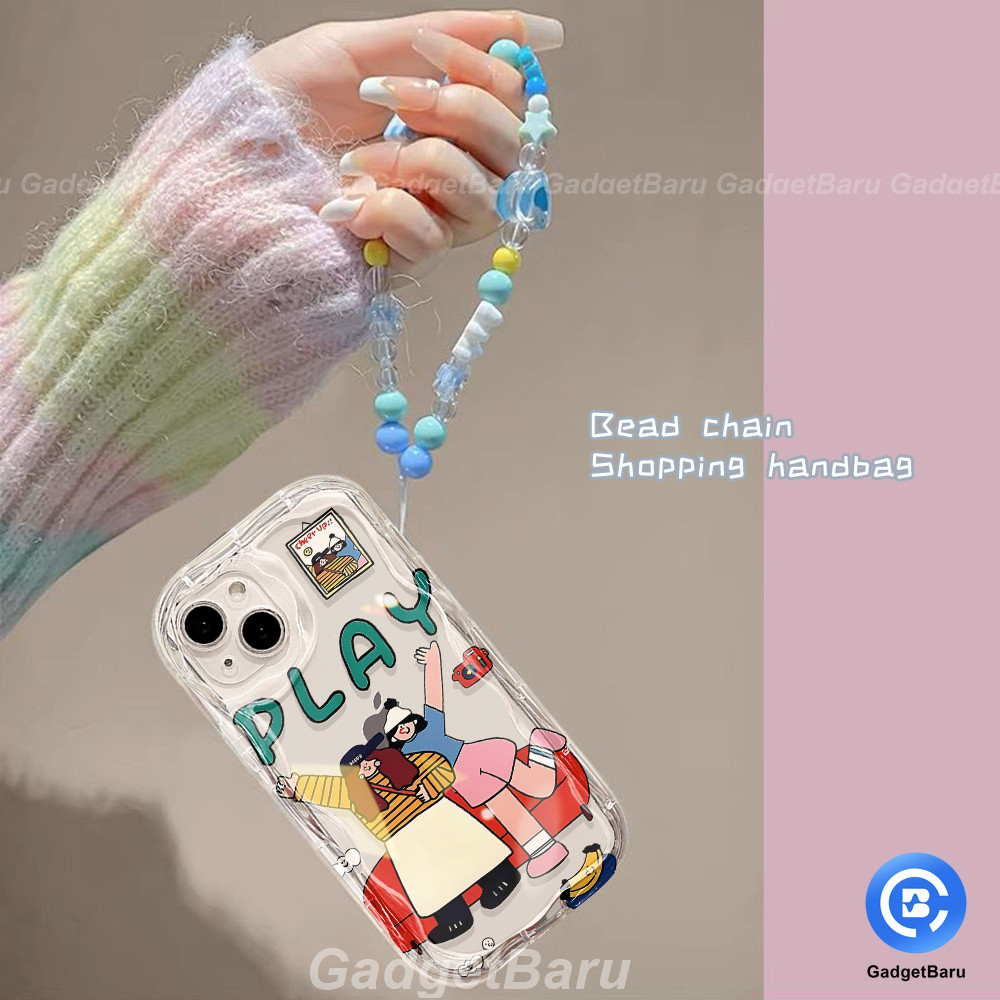 Case hp Rantai Gantung Tali Silikon Kartun Baru Happy Girl cover casing untuk Xiaomi Redmi 9 9a 9at 