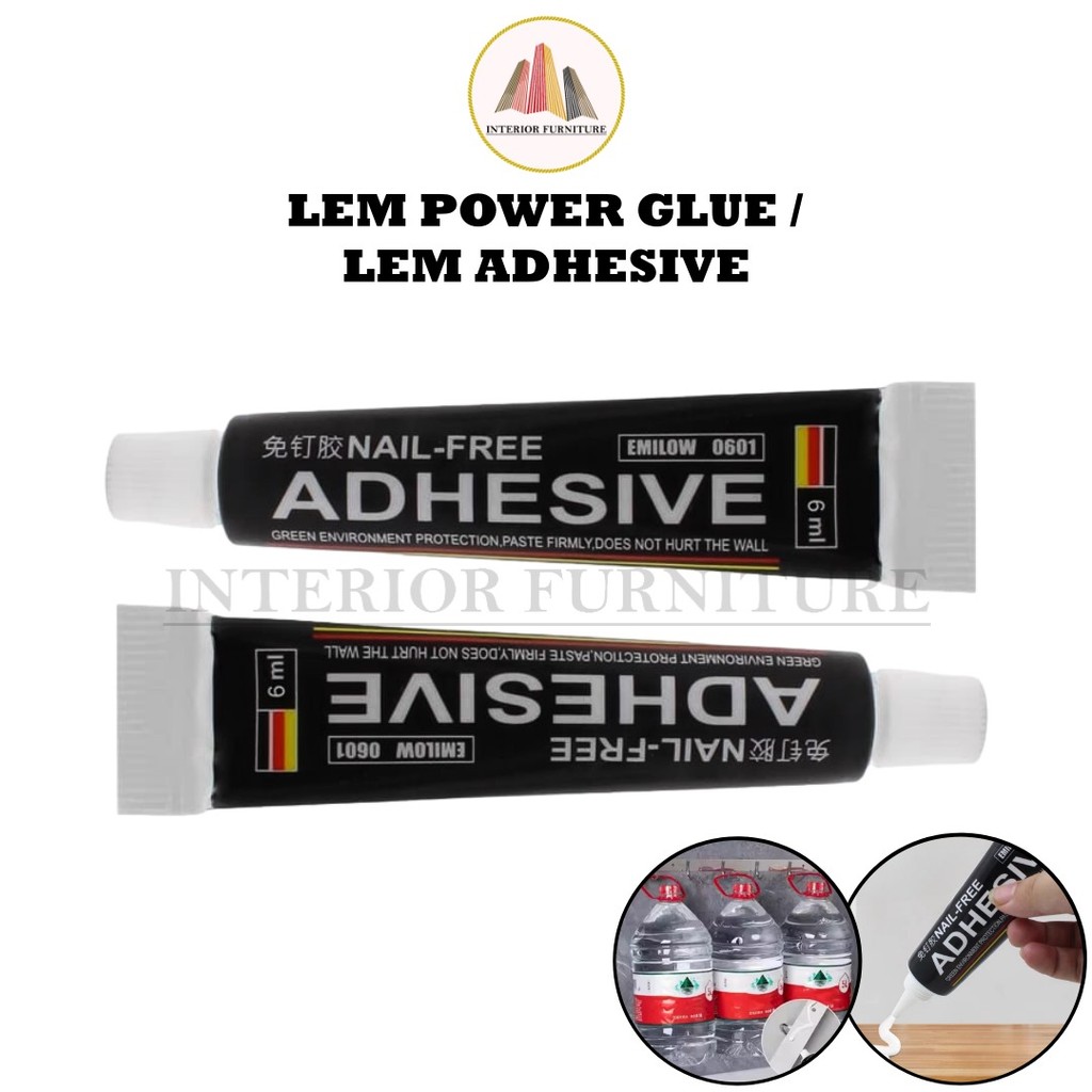 

Power Glue Adhesive 6 ML Serbaguna Nail Free Lem perekat Anti bor Dinding