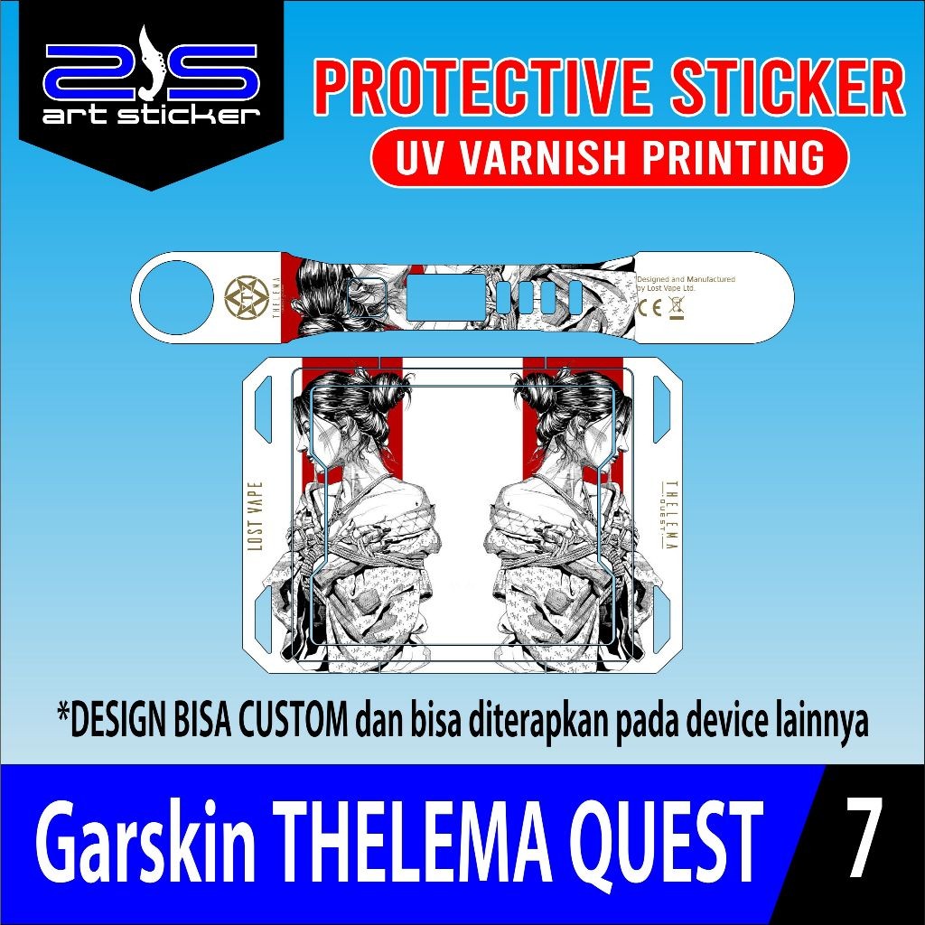 

StikerTelemaQuest Female Samurai UV Varnish Printing