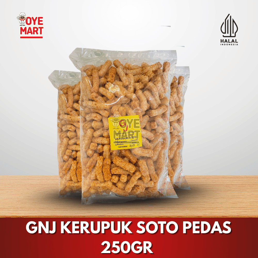 

GNJ KERUPUK SOTO PEDAS 250GR / CEMILAN SNACK KERUPUK