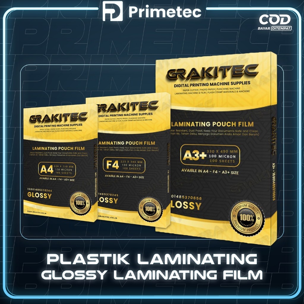 

Plastik Laminating FIlm A4 F4 A3+ Glossy 100 MICRON 100 PCS