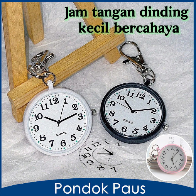 Jam Saku Kuarsa / Jam Tangan Dinding Gantungan Kunci Bercahaya Digital Besar / Jam Saku Pelajar Lans