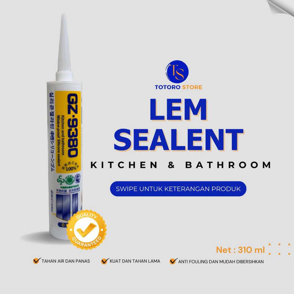 

Sealant Lem Silicone 310ml Lem Kaca/wastafel/WC/Keramik Multifungsi