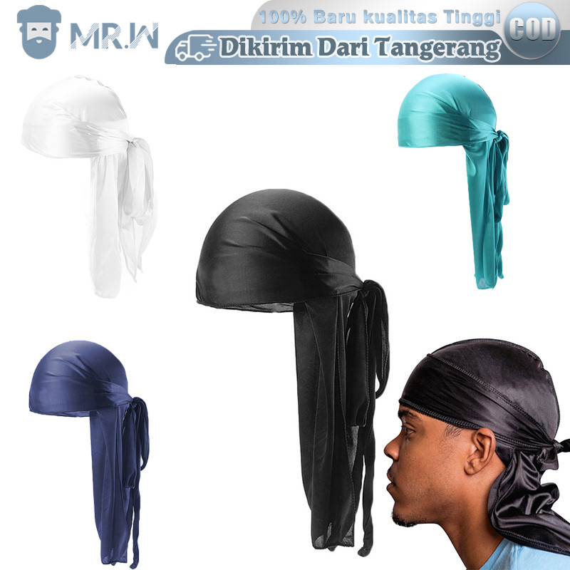 Durag Ikat Kepala Ekor Panjang Topi Premium Silky Durag Satin Cap Durag Hip Hop Bandana Hats Pirate